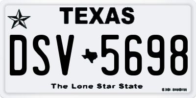 TX license plate DSV5698
