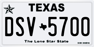 TX license plate DSV5700