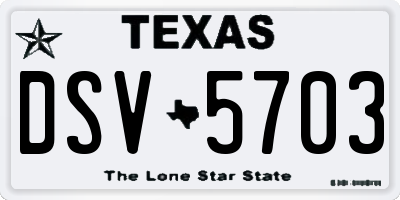 TX license plate DSV5703