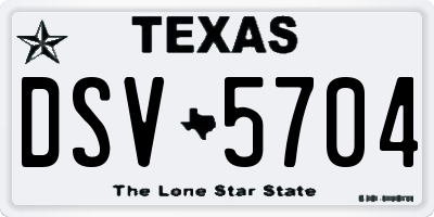 TX license plate DSV5704