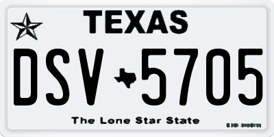 TX license plate DSV5705
