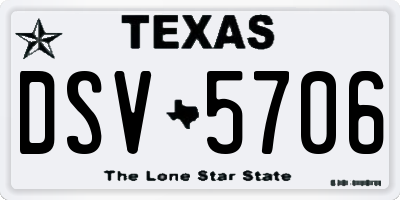 TX license plate DSV5706