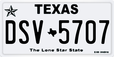TX license plate DSV5707