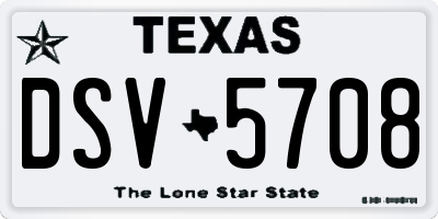 TX license plate DSV5708
