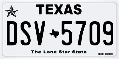 TX license plate DSV5709