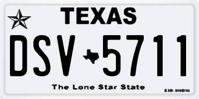 TX license plate DSV5711