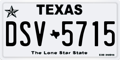 TX license plate DSV5715