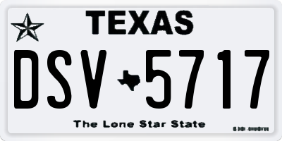TX license plate DSV5717