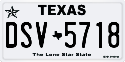 TX license plate DSV5718