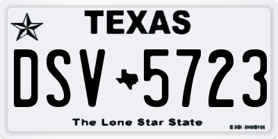 TX license plate DSV5723