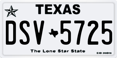 TX license plate DSV5725