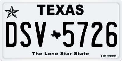 TX license plate DSV5726