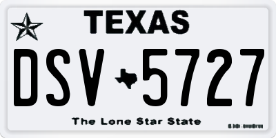 TX license plate DSV5727