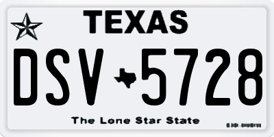TX license plate DSV5728