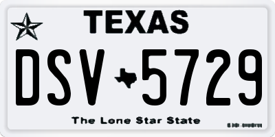 TX license plate DSV5729