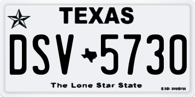 TX license plate DSV5730