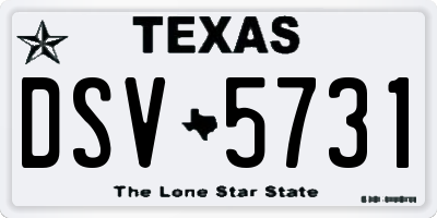 TX license plate DSV5731