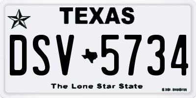 TX license plate DSV5734