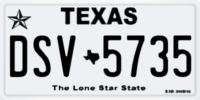 TX license plate DSV5735
