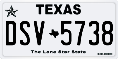 TX license plate DSV5738