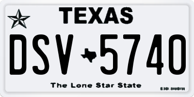 TX license plate DSV5740