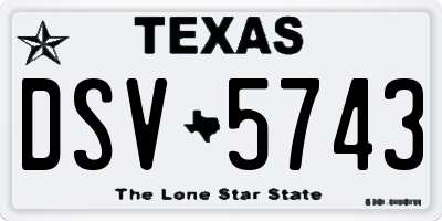 TX license plate DSV5743