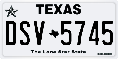 TX license plate DSV5745