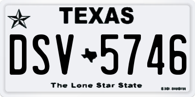 TX license plate DSV5746