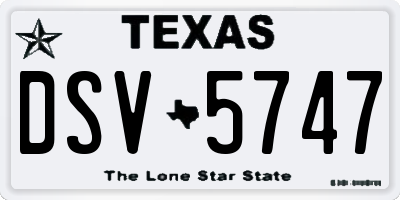 TX license plate DSV5747