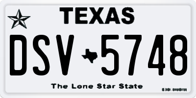 TX license plate DSV5748