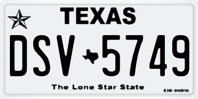 TX license plate DSV5749