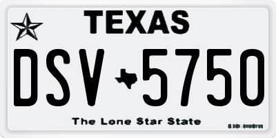 TX license plate DSV5750