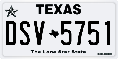 TX license plate DSV5751