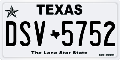 TX license plate DSV5752