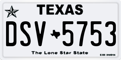 TX license plate DSV5753