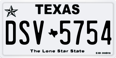 TX license plate DSV5754