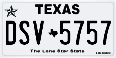 TX license plate DSV5757