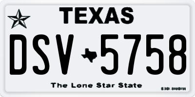 TX license plate DSV5758