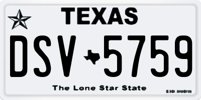 TX license plate DSV5759