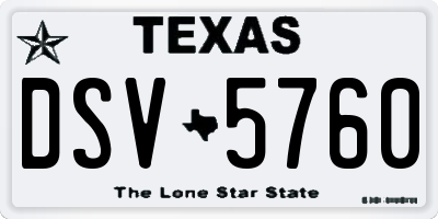 TX license plate DSV5760