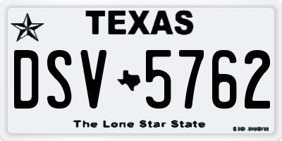 TX license plate DSV5762