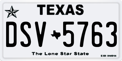 TX license plate DSV5763