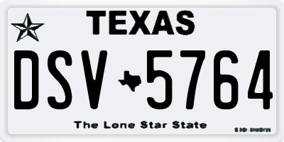 TX license plate DSV5764