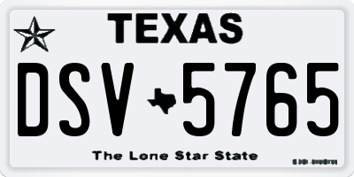 TX license plate DSV5765