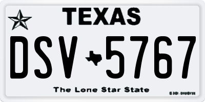 TX license plate DSV5767
