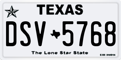 TX license plate DSV5768