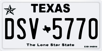 TX license plate DSV5770
