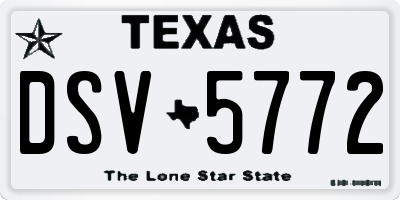 TX license plate DSV5772