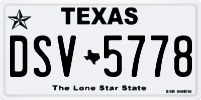 TX license plate DSV5778
