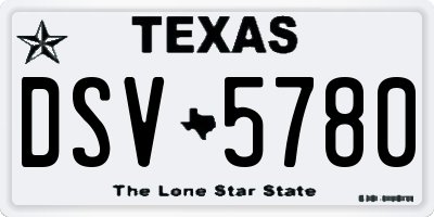 TX license plate DSV5780